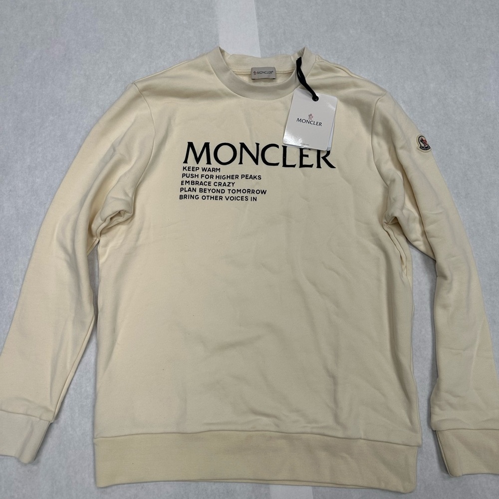 Moncler Cream Crewneck Logo Sweatshirt